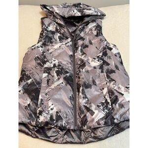 Gerry Reversible Down Puffer Vest Hooded Packable Women Small Grey Quilted Zinc